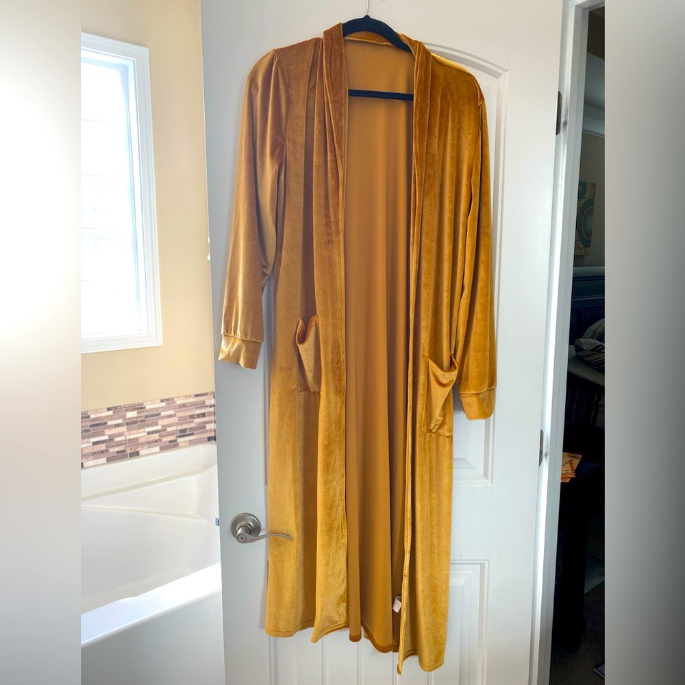 Full length velour duster sweater